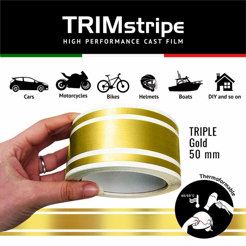 Trim Stripe Strisce Adesive per Auto, 3 Fili, Oro