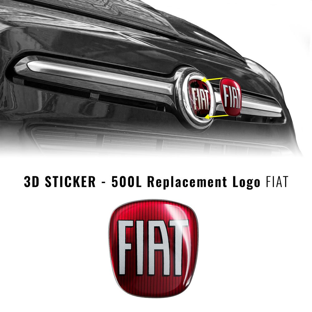 Fiat Adesivi 3D Logo Rosso Vintage - Quattroerre