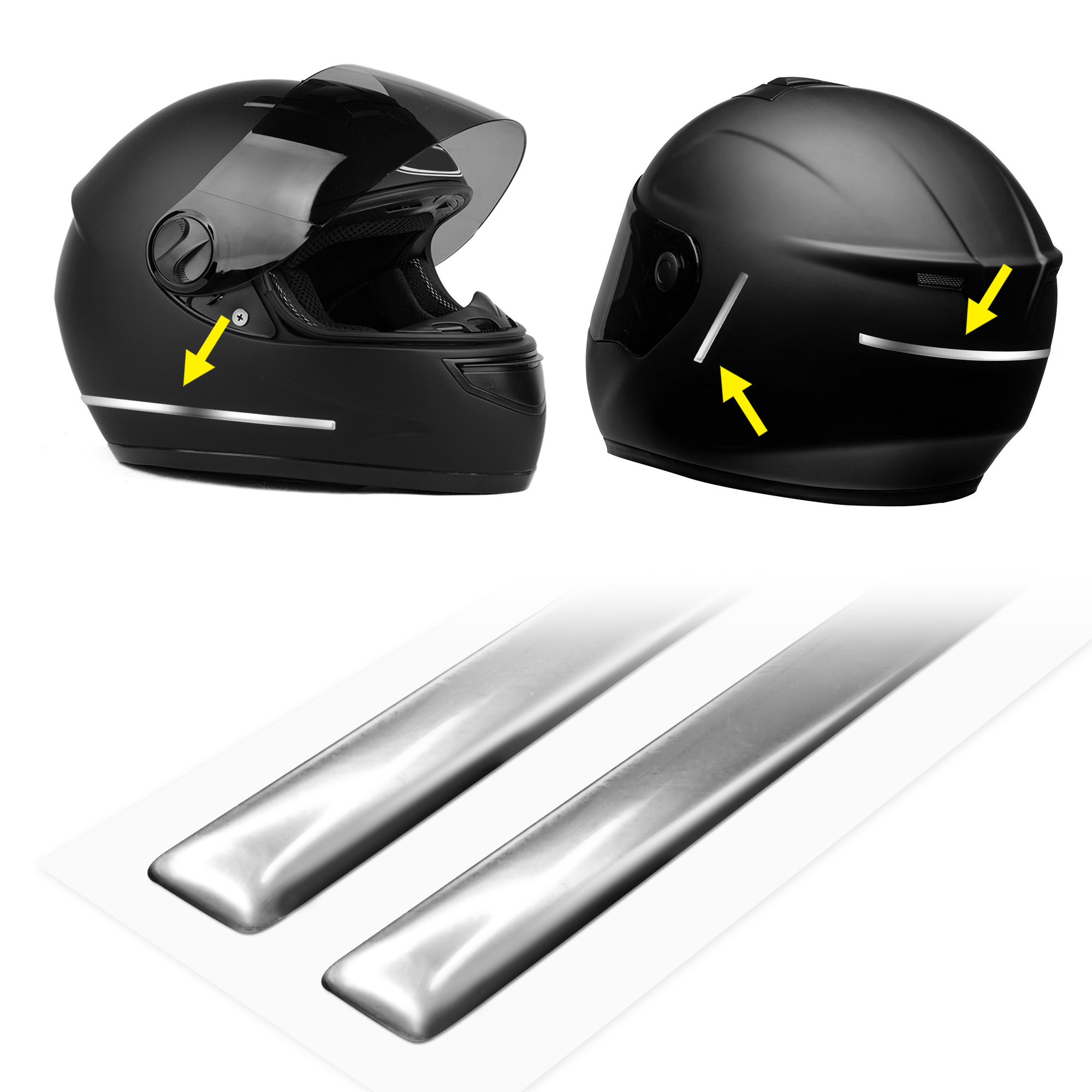 Strisce Adesive 3D Cromate Protettive per Casco Moto, 1 x 30 cm – Motorstile